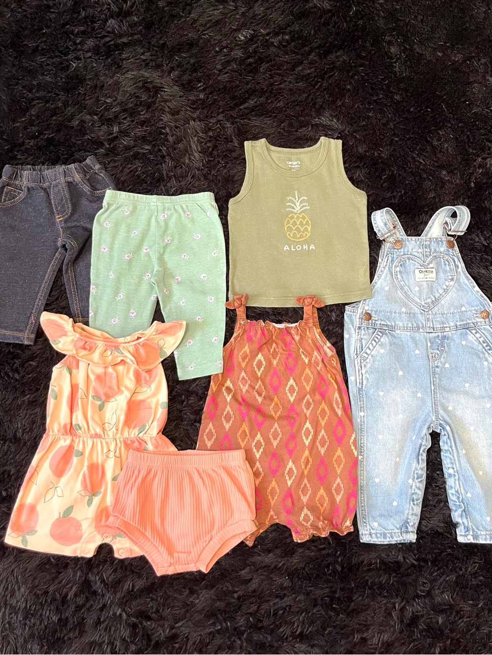 COTTON 6-9 Months Girl PEACH 7 Piece Bundle